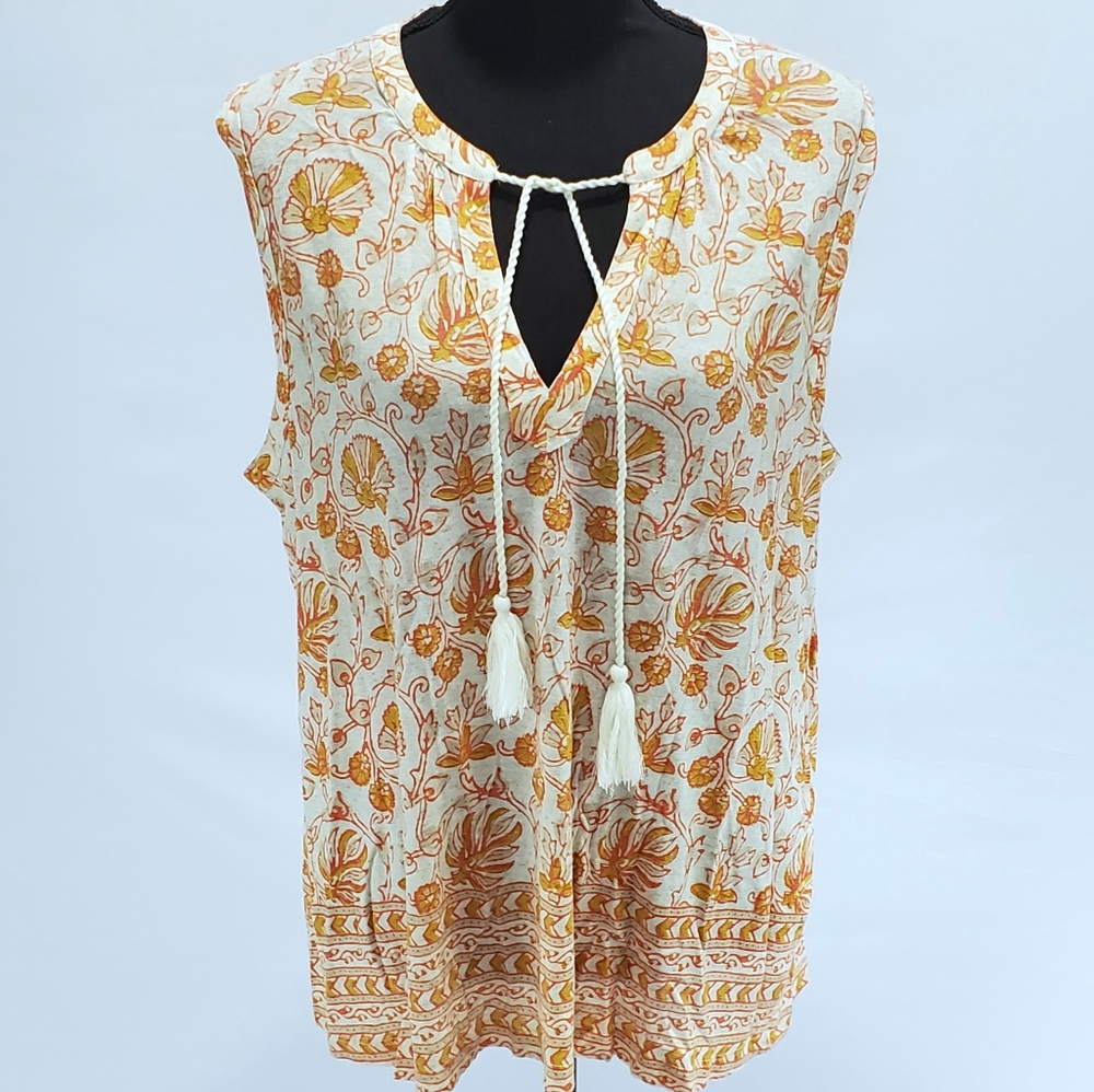 NWT Lucky Brand Women's Orange Flower Tie V-Cut